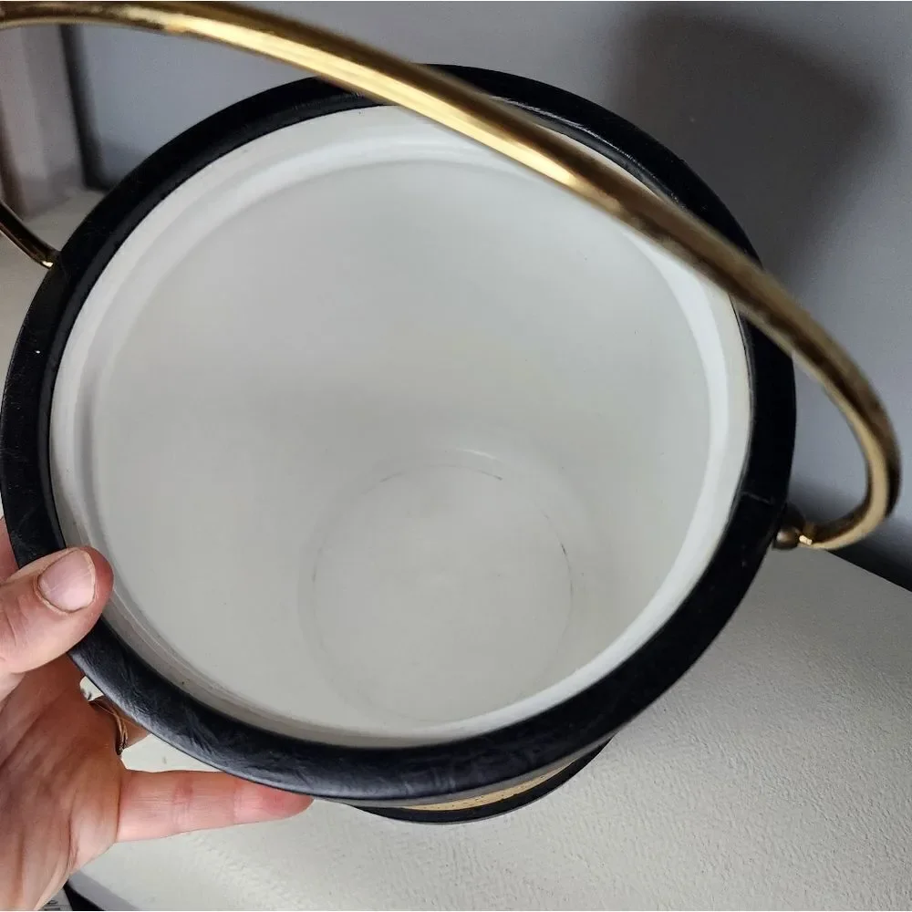 Ice Bucket Vintage Kraftware Champagne insulated Cork Leather Retro MCM